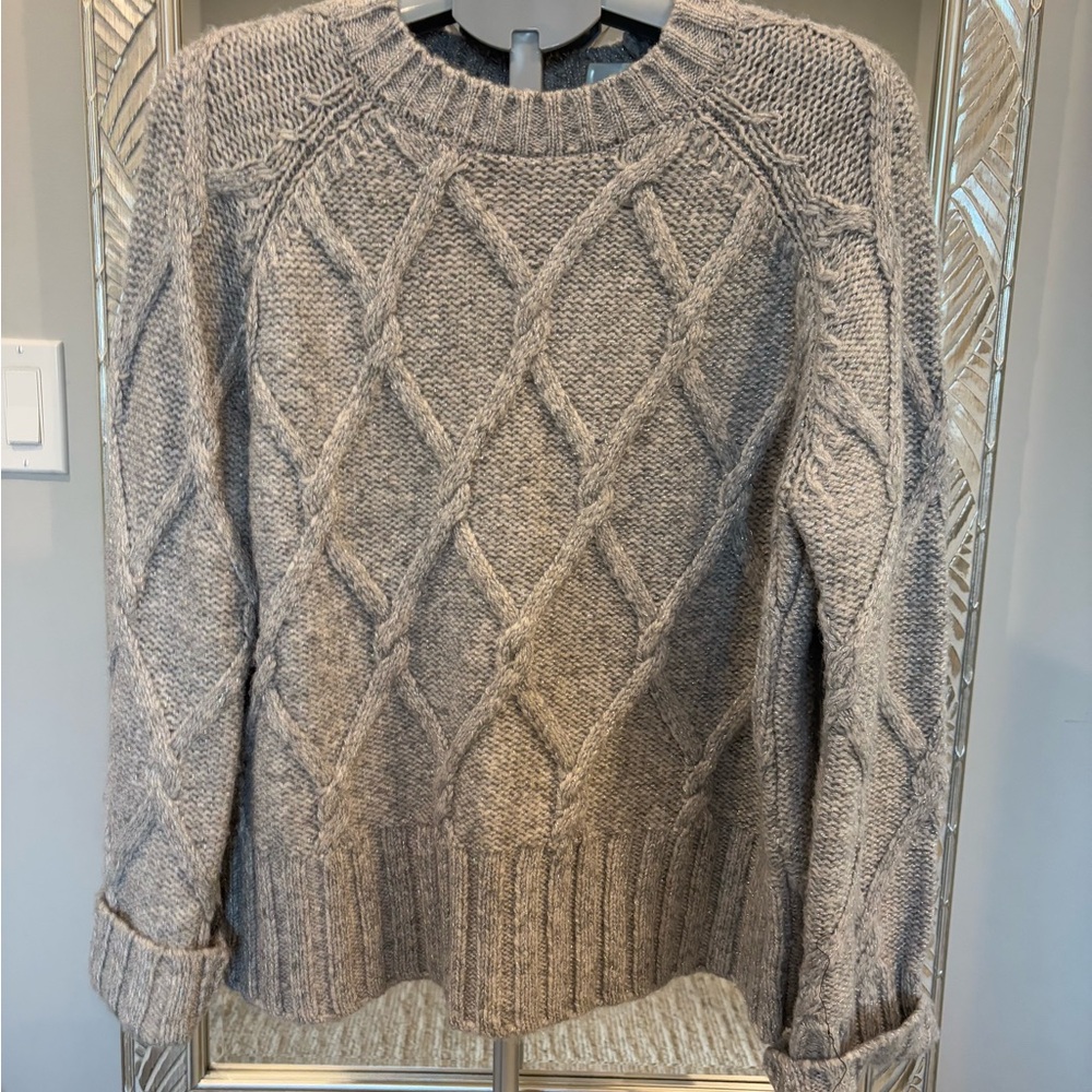 Steve Madden Heather Gray Cable Knit Sweater